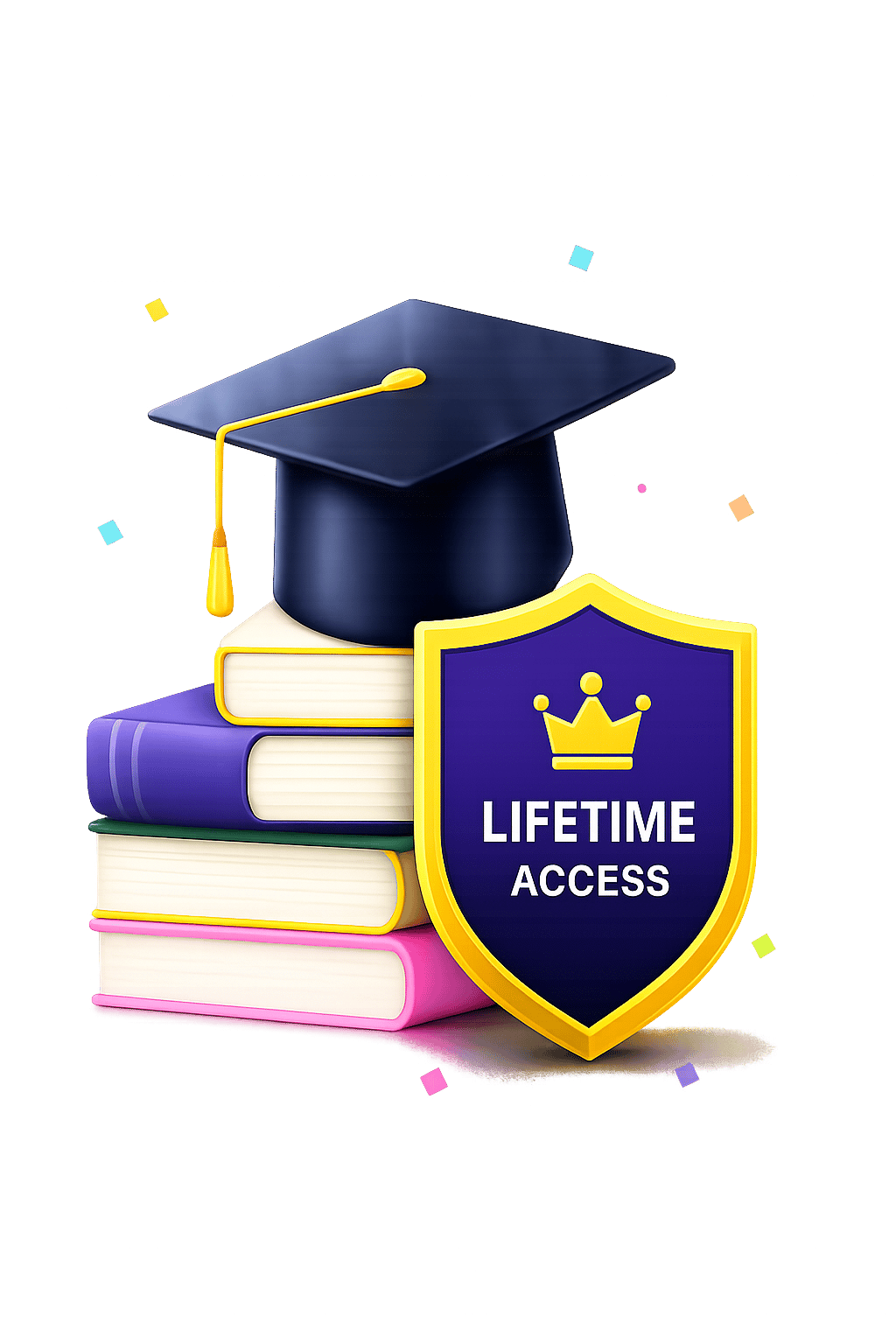 Lifetime Access with Graduation Cap and Books